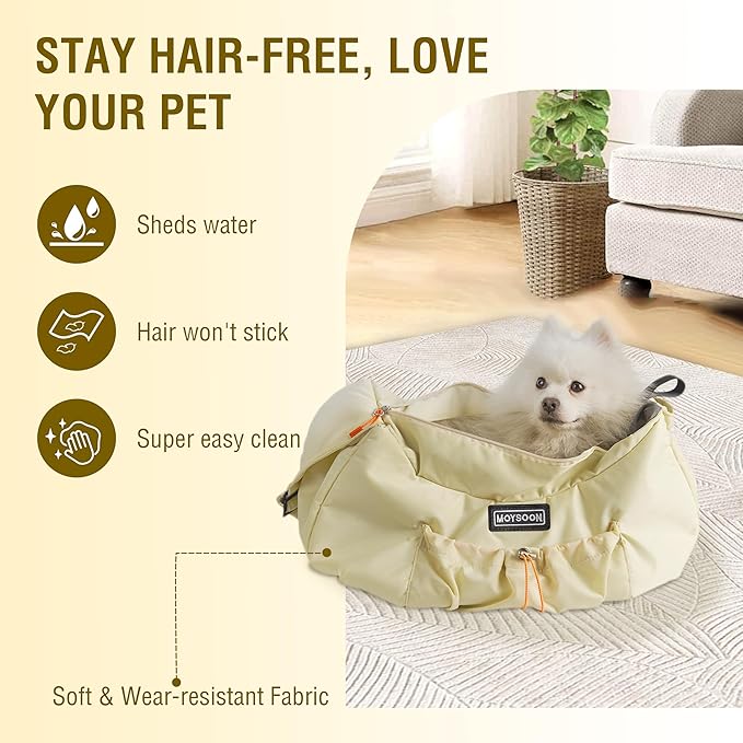 Dog Carrier Sling - Extra Wide Padded Shoulder Straps, Adjustable Hands-Free Small Dog Camier, Ergonomic Design for Travel and Daily Walks, for Small Dogs and Cats 12 lbs, (Buff)