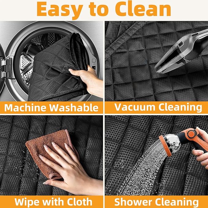 Dog Car Seat Cover for Back Seat, Dog Seat Covers Pet Rear Seat Cover, Waterproof Car Bench Seat Protector, Interior Backseat Covers Mat for Cars, SUVs and Vans (Black, 52"x48")