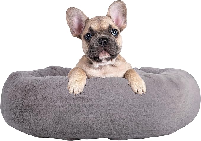 PETMAKER Dog Bed - Donut Pet Bed for Small Dogs - Dog Bed with Removable Washable Cover and Anti-Slip Bottom - Puppy Essentials (Gray)