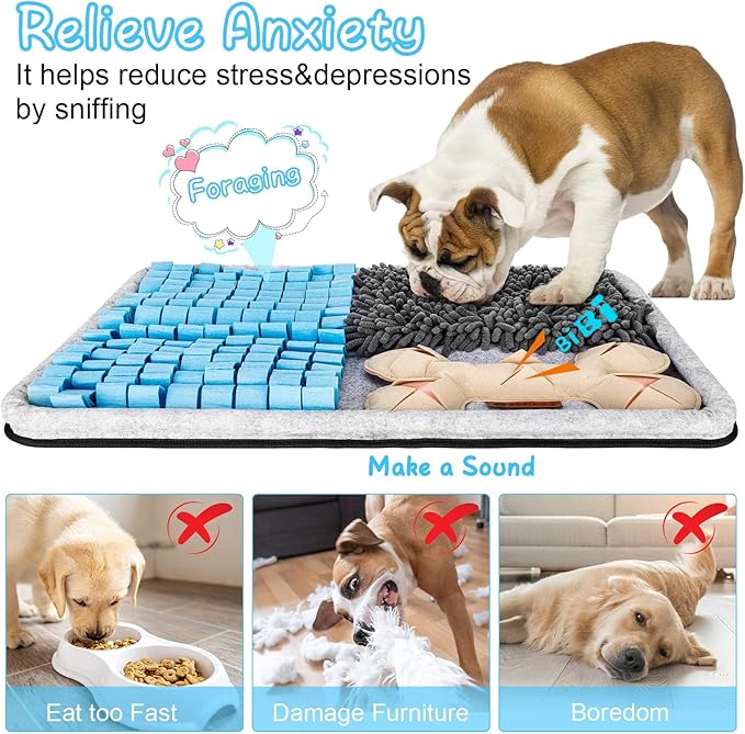 Snuffle Mat for Dogs, Interactive Feed Mat for Boredom, 17.3"×23.6" Pet Foraging Mat for Smell Training and Slow Eating with Stress Relief, Foraging Skills, Brain Stimulation (Solid Color)