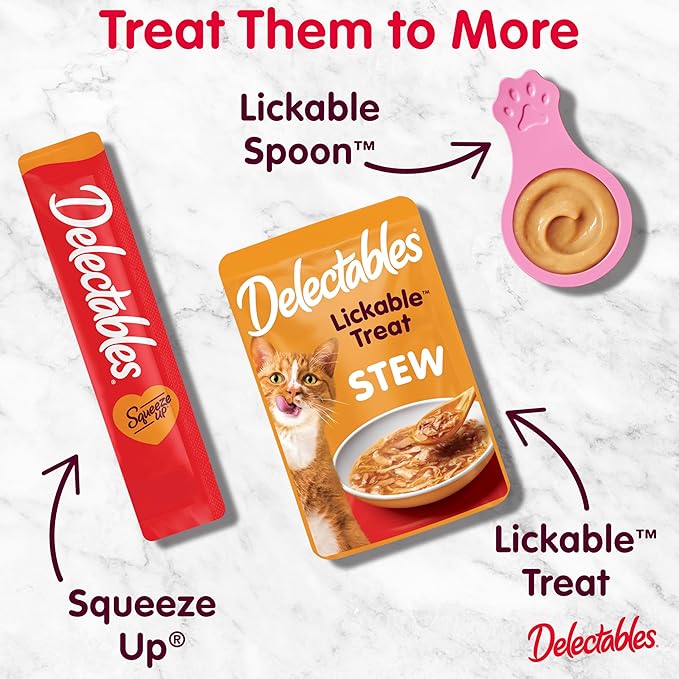 Hartz Delectables Squeeze Up Interactive Lickable Wet Cat Treats for Adult & Senior Cats, Senior Chicken, 32 Count