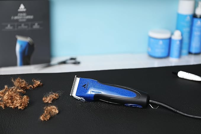 Andis 68520 Excel Professional 5-Speed Detachable Blade Clipper Kit - Animal/Dog Grooming, Rotary Motor, Soft-Grip Anti-Slip Housing, 14-Inch Cord, for All Coats & Breeds, SMC, Blue