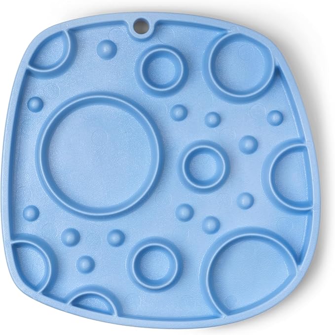West Paw Seaflex Bubbles Feast Mat – All-in-One, Slow Feeder, Lick Mat – Encourages Foraging & Food Exploration - Engages Picky Eaters & Slow Feeding - Versatile – Easy to Clean, Non-Toxic -Periwinkle
