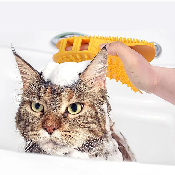 3 in 1 Cat Brush, Pet Brush for Cat Dog Long Short Haired, with Shower Combo, One Click Pet Hair Removal Comb for Small Animals Shedding & Grooming