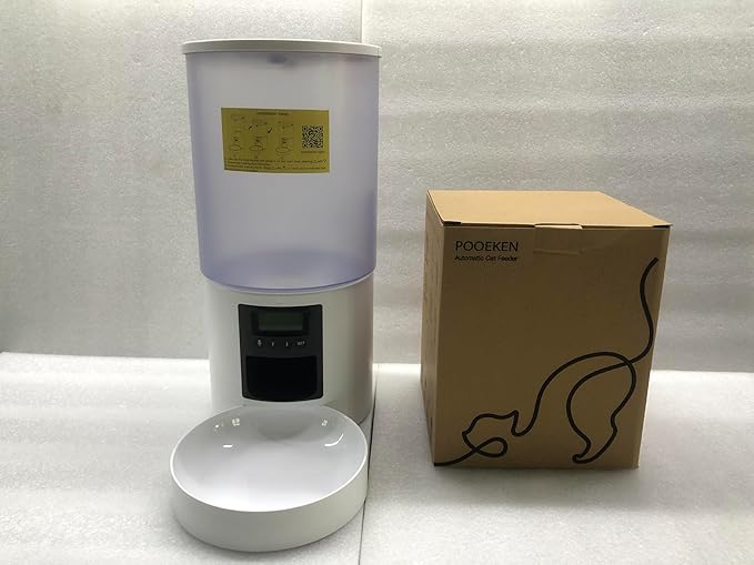 Automatic Cat Feeder Food Dispenser: 6L Timed Small Dog Dry Food Dispenser with 10s Voice - Distributeur Nourriture Chat Hund Programmable - Auto Pet Feeder with 1-6 Meals White