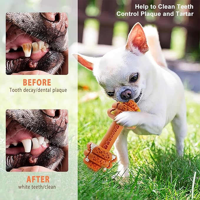 Dog Chew Toys for Aggressive Chewers,Food Grade Non-Toxic Dental Pet Toy,Tough Durable Indestructible Dog Toys for XSmall Dogs.Orange(5IB-8IB)