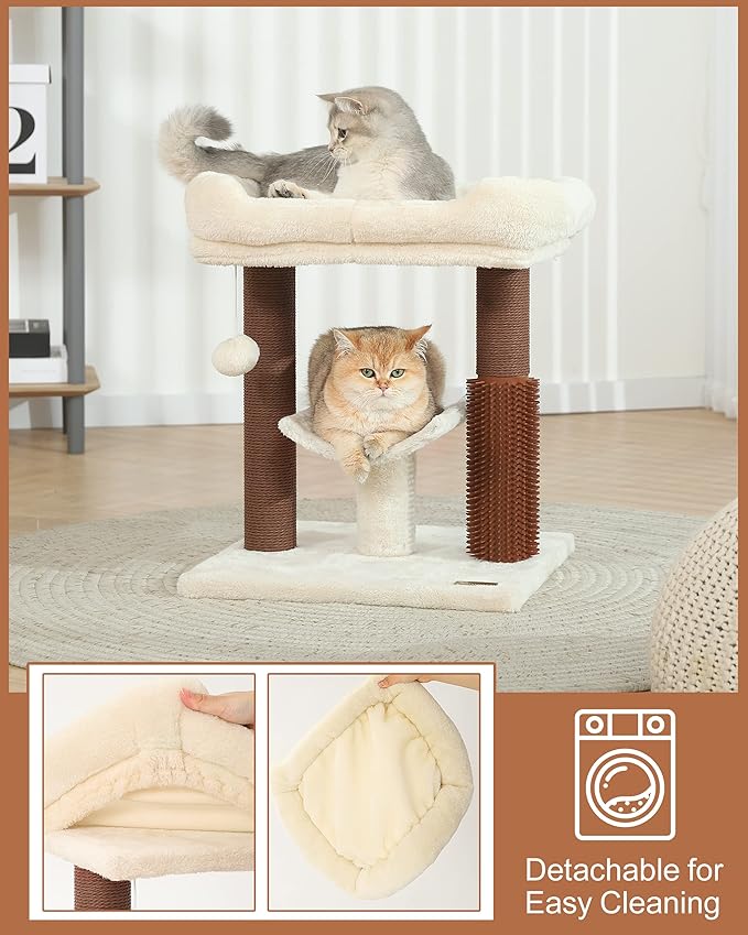 Hoopet cat Tree Tower,cat Scratching Post for Indoor Cats,Featuring with Super Cozy Perch,Cat Self Groomer and Interactive Dangling Ball Great for Kittens and Cats