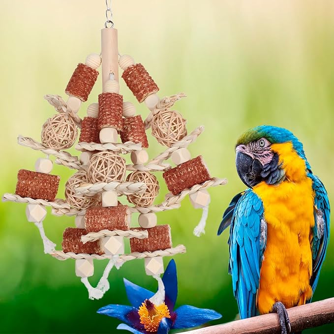 Bird Toys, Natural Corn Stick Parrot Toys Hanging in Bird Cages,for Small and Medium-Sized Macaws,African Grey,Cockatoos,Cockatiel,Sun Conure,Amazon Parrots