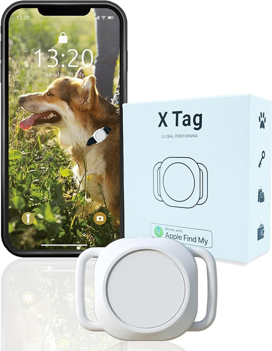 Dog Tracker, Smart Dog Collar with Real-time Pet Location, Cat Tracker Collar (iOS Only), No Monthly Fee & Long Battery Life, Works with Find My, Ideal for Dog/Cat (White)