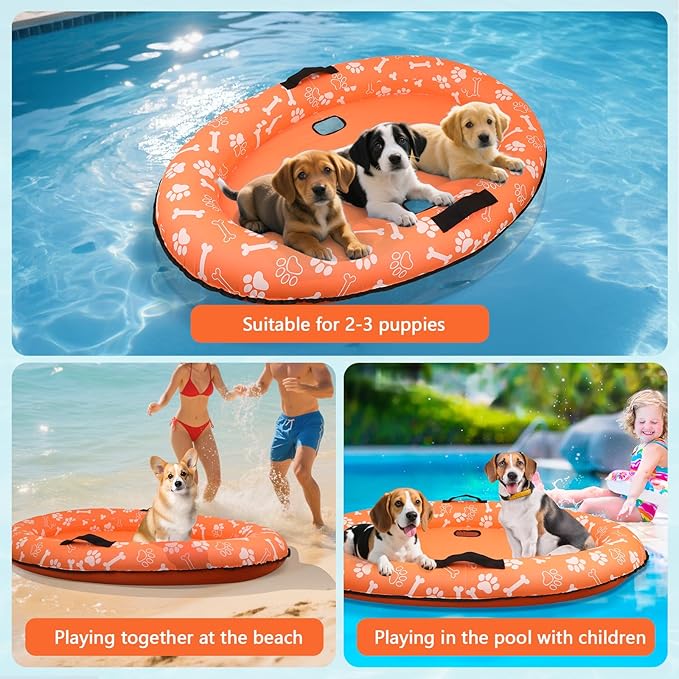 Large Dog Pool Float - 59"X39" Dog Pool Float for Large Dogs, Puncture Proof pet Floats Holds Up to 110 Lbs