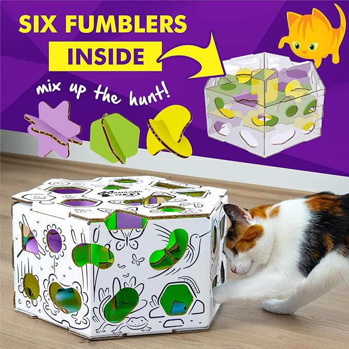 HEX – Interactive Cat Treat Puzzle Box & Puzzle Feeder – Treat Maze Box for Indoor Cats – Enrichment Food Dispenser Toy!