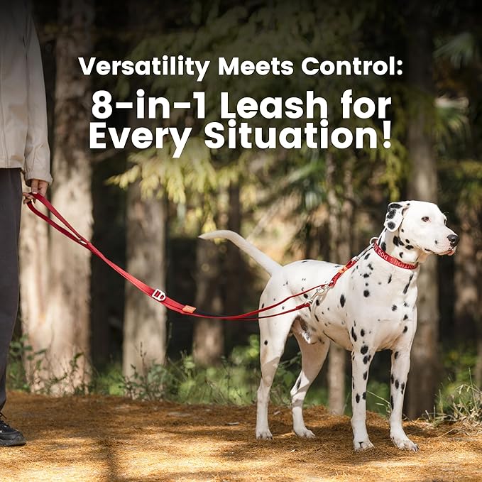 HOWGO Hands Free Dog Leash with Padded Handle,Multifunctional Crossbody Waist Leash for Walking Running Jogging Training,7.5 FT Nylon Adjustable Length for All Breeds(Red, Ultralight)