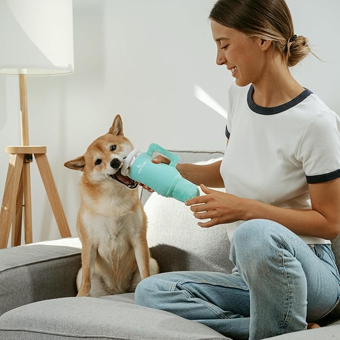 Tumbler Cup Funny Dog Toy - Parody Plush Squeaky Crinkle Dog Toy (Seafoam Green)