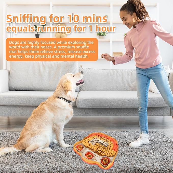 Yellow Snuffle Mat for Pet Feeding - Interactive Puzzle Toy for Training and Stress Relief - Encourages Natural Foraging Skills - Non-Slip, Portable, Durable