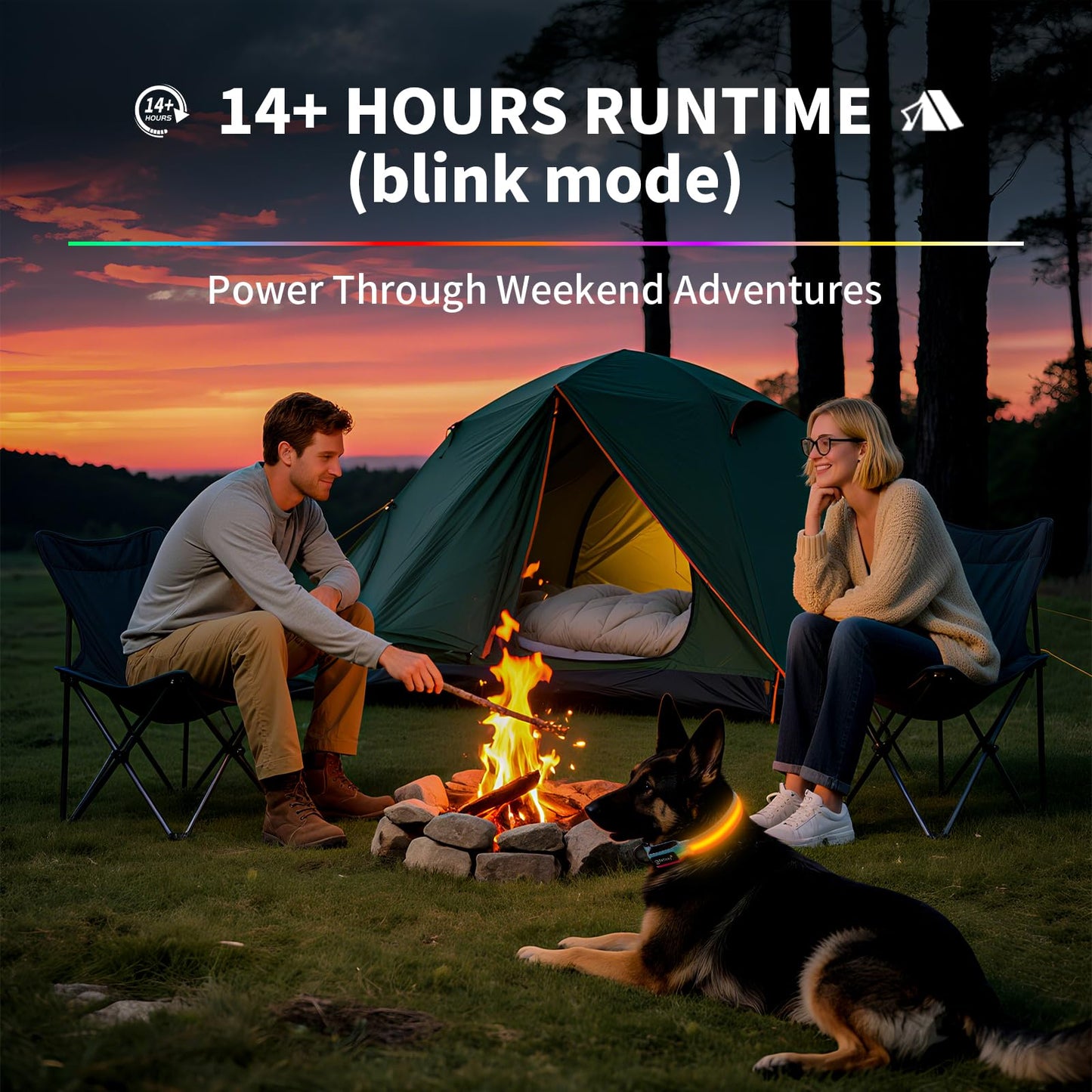 PetIsay LED Dog Collar - 7 Solid Colors & Memory - 300mAh Even Glow, No Half-Neck Light - USB-C Rechargeable, IPX7 Waterproof, Adjustable for Backyard, Hiking, Parties(Medium)