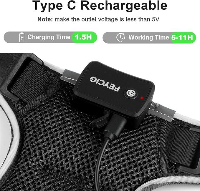 Light Up Dog Harness,No Pull Led Dog Harness Rechargeable, Reflective Lighted Safety Vest for Small Medium Large Dogs,High Visibility,4 Point Adjustable,Breathable Soft Mesh,Black,S