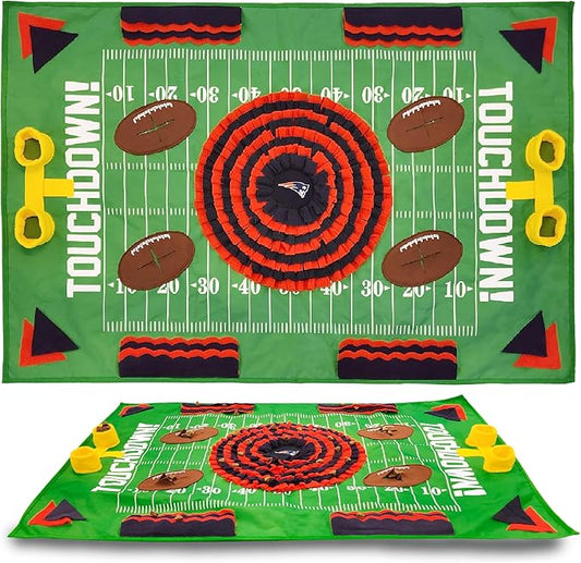 NFL New England Patriots Dog Snuffle Mat – Interactive Pet Slow Feeder, Football Field Design Food Puzzle Toy for Dogs & Cats, Foraging Activity Mat for Smarter Feeding