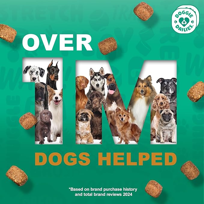 Doggie Dailies, Hip and Joint Supplement for Dogs, Glucosamine Chondroitin, Premium Hip and Joint Chews for Dogs All Breeds & Sizes, Dog Vitamins and Supplements, (Peanut Butter) 225 Chews