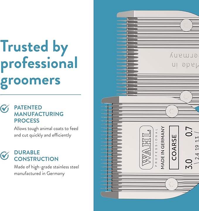 WAHL Professional Animal 5-in-1 Adjustable Blade Arco, Bravura, Chromado, Creativa, Figura, and Motion Pet, Dog, and Horse Clippers - Coarse (2179-401)