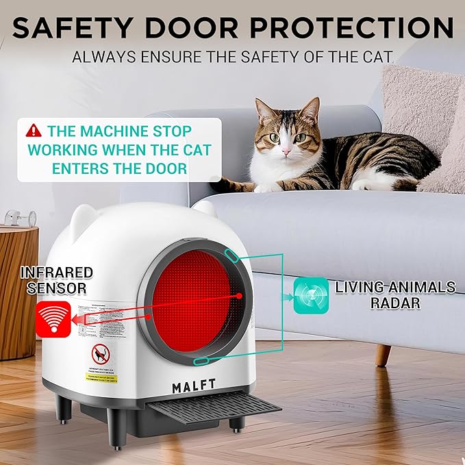 90L Self-Cleaning Litter Box – WiFi Connected Automatic Cat Litter Box, Silent Night Mode, Child & Pet Safe, Works for Multiple Cats (Comes with Anti-Slip Mat & Waste Bags)