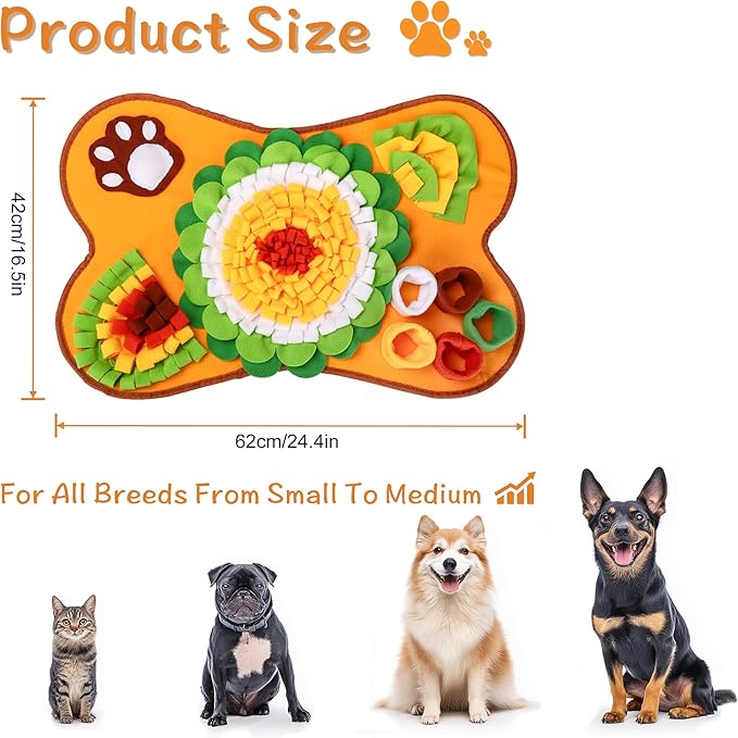Snuffle Mat for Dogs – Pet Washable Slow Food Toy, Mental Stimulation Mat to Reduce Boredom(24”*16”)