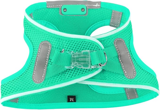 Light Up Dog Harness,Rechargeable LED Dog Harness for Small Medium Large Dogs,Reflective Lighted Safety Vest for Night Walking & Camping,Lightweight & Adjustable,Light Green,M