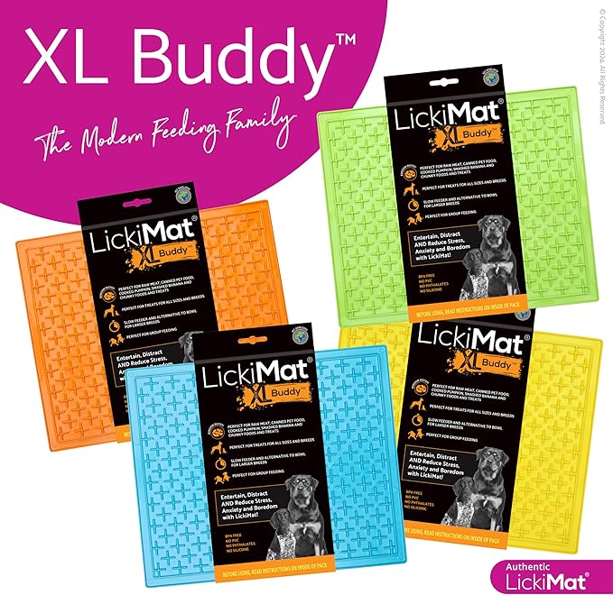 LickiMat X Large Breed Buddy Dog Lick Mat, Dog Calmer, Slow Feeder, Anxiety Reliever Alternative to Puzzle Toys, Slow Feeding Bowls. Use Peanut Butter, Wet, Raw, Mixed Food, Healthy Treats - Green
