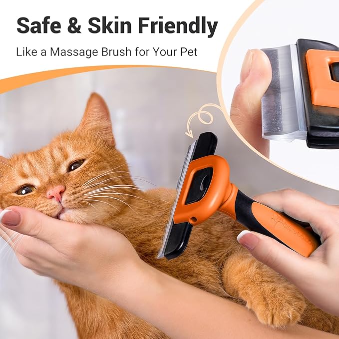 MIU COLOR Pet Grooming Brush, Deshedding Tool for Dogs & Cats, Effectively Reduces Shedding by up to 95% for Short Medium and Long Pet Hair, Orange