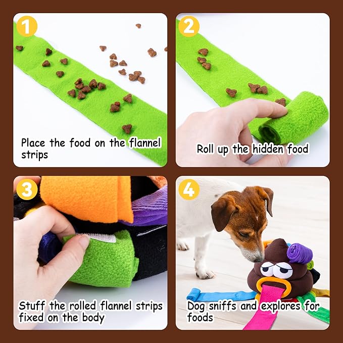Upgrade Poop Interactive Snuffle Dog Toys Snuffle Ball for Dogs Small Medium Large Breed,Dog Puzzle Toys Slow Feeder Treat Ball for Boredom,Squeaky Pet Snuffle Mat Enrichment Toys