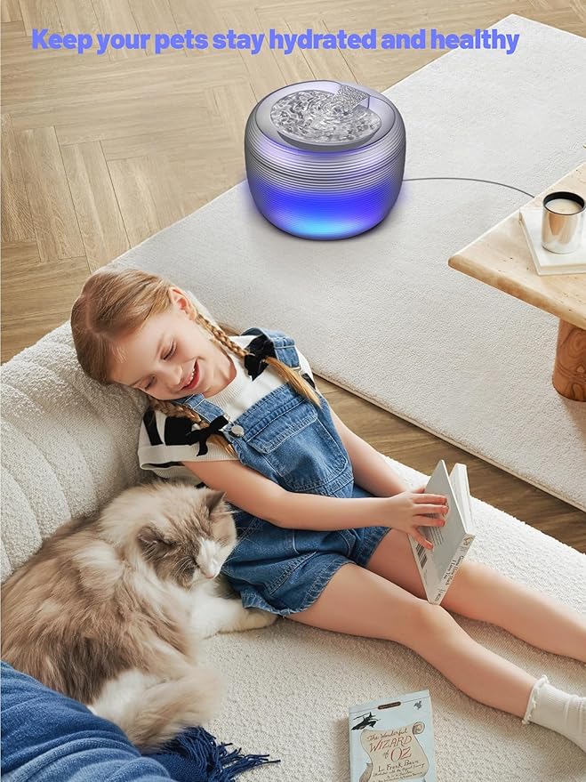 SIBAYS Cat Water Fountain Filters, Pet Water Fountain Filter Replacement for 3.5L/118oz Pet Fountain, Food Grade Activated Carbon and PP Cotton, 16pcs Filters+ 16pcs Pump Sponges+ 2pcs Muffler Sponges