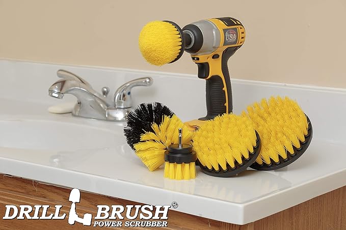 Drill Brush Power Scrubber Attachment Set for Bathroom, Toilet, Tile, Floor, Shower, Bath Tub - Rotary Shower Cleaner Brush for Cordless Drill – Spin Cleaning Bathroom Accessories Set by Drillbrush