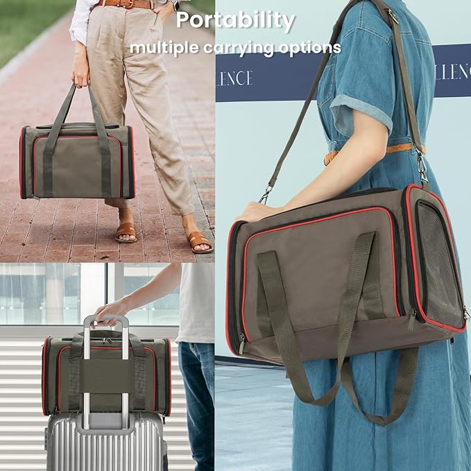 Petsfit Expandable Cat Dog Carrier for 2 Cats, 19" Lx 12" Wx 12" H Soft-Sided Portable Pet Carrier for Travel, Dog Carrier for Small Dog with 2 Side Extensions, Anti-Escape