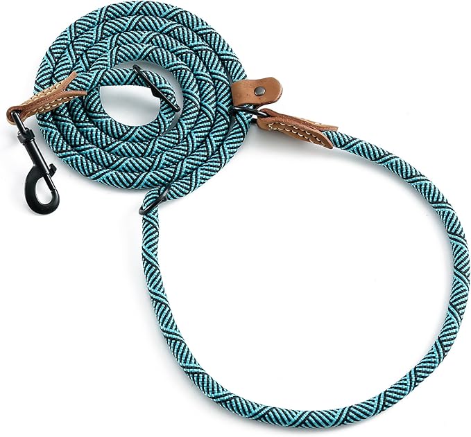 Mile High Life Hands Free Dog Leash, Crossbody Waist Leash with Genuine Leather Connection, Multifunctional Adjustable Slip Lead for Dog Walking Running (Green, 7FT)