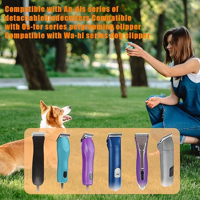 7Pack Dog Grooming Blades Compatible With Andis/Oster A5/Wahl KM-10 Series Clippers - Detachable Replacement Blades, Gold (7PCS #10+30+40+3FC+4FC+5FC+7FC)