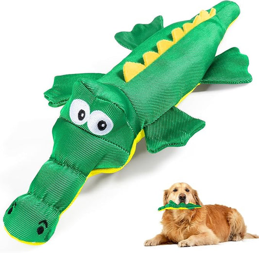 Dog Plush Toy for Aggressive Chewer, Though Large Stuffed Animal Dog Toys, Upgrade 10 Times Durablities Dyneema Dogs Squeaky Toy, Big Dogs Toys for Small, Medium, Large Breed(Crocodile)