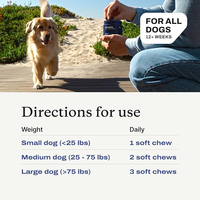 PetLab Co. Joint Care Chews - High Levels of Glucosamine for Dogs, Green Lipped Mussels, and Omega 3 - Dog Hip and Joint Supplement to Actively Support Mobility - Packaging May Vary - Salmon