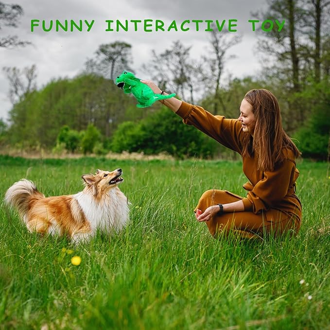 LWBMG Squeaky Dog Toys Stuffed Dog Toys Cute Dinosaur Plush Dog Toy with Crinkle Paper Durable Dog Chew Toys for Small Medium and Large Dogs