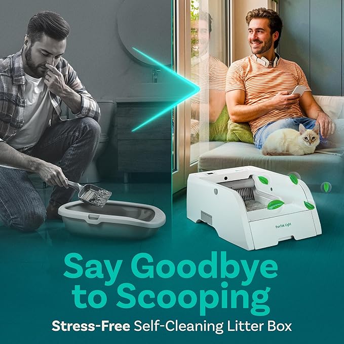 Self Cleaning Litter Box with Auto Safety Sensors for Multiple Cats - Automatic Cat Litter Box Self-Cleaning - Covered Ultra Odor Removal - Smart APP Control - Compatible On All WiFi - Electric Robot