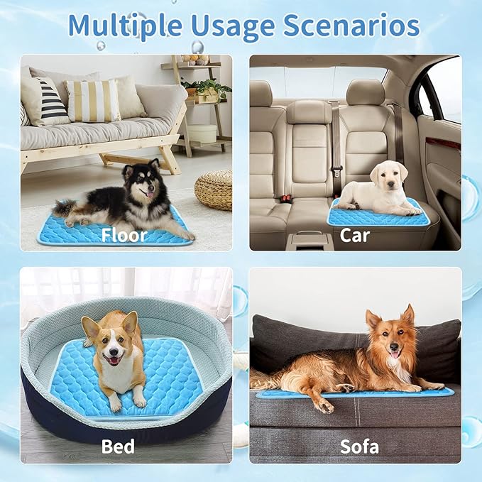 Dog Cooling Mat for Dogs Non-Toxic Self Cooling Pad & Easy Clean Large 39x27in