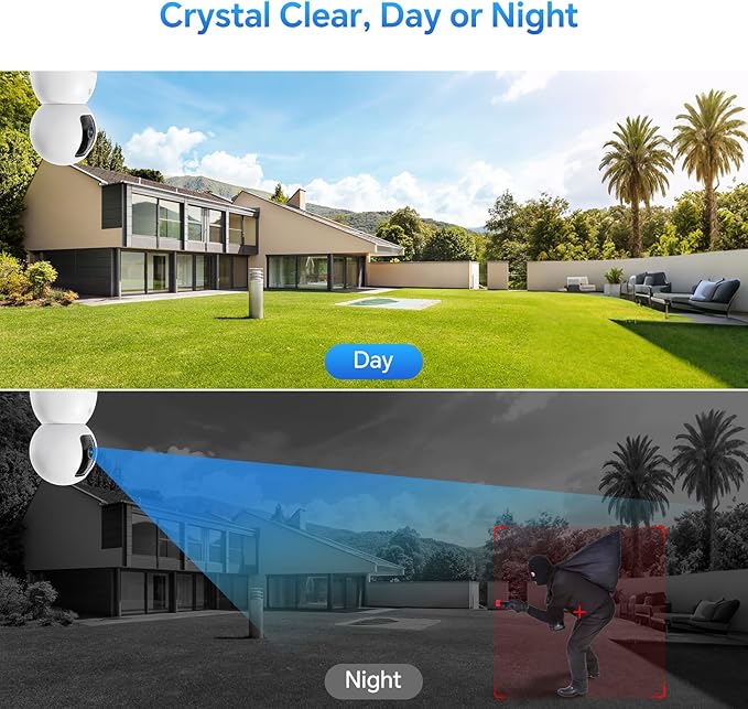 3K Smart Security Camera Indoor with 64GB SD Card,No Monthly Fee,Elderly/Baby Monitor Pet Camera, 360° View, Color Night Vision, AI Motion Tracking, 2-Way Talk,WiFi 6,Cloud Storage Option