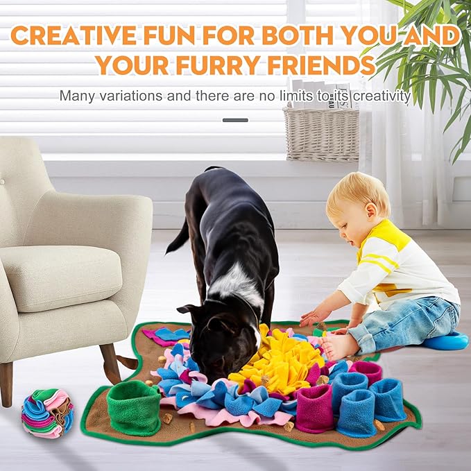 Pet Snuffle Mat for Dogs Sniffle Interactive Treat Game for Boredom Anxiety Relief Dog Feeding Mat Enrichment Dog Puzzles for Dogs Encourages Natural Foraging Skills & Mental Stimulation