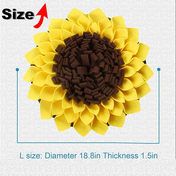 Snuffle Mat for Dogs, Pet Sniffing Pad for Slow Feeding, Puppy Cat Interactive Puzzle Toys for Smell Training, Indoor Foraging Mat for Stress Relief, Yellow (L)