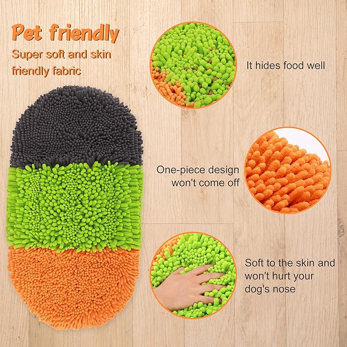 Snuffle Mat for Dogs, Interactive Toys for Pet, 12'' x 27'' Cat Slow Feeding Bowl Washable and Encourages Natural Foraging Skills, Comfortable Texture for Rabbits