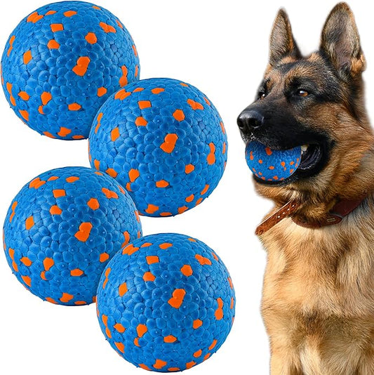 4Pcs Dog Balls, Tennis Balls for Dog Aggressive Chewers, for Large Medium Small Puppy, Training Catch&Fetch, Water Floats Toys, Blue
