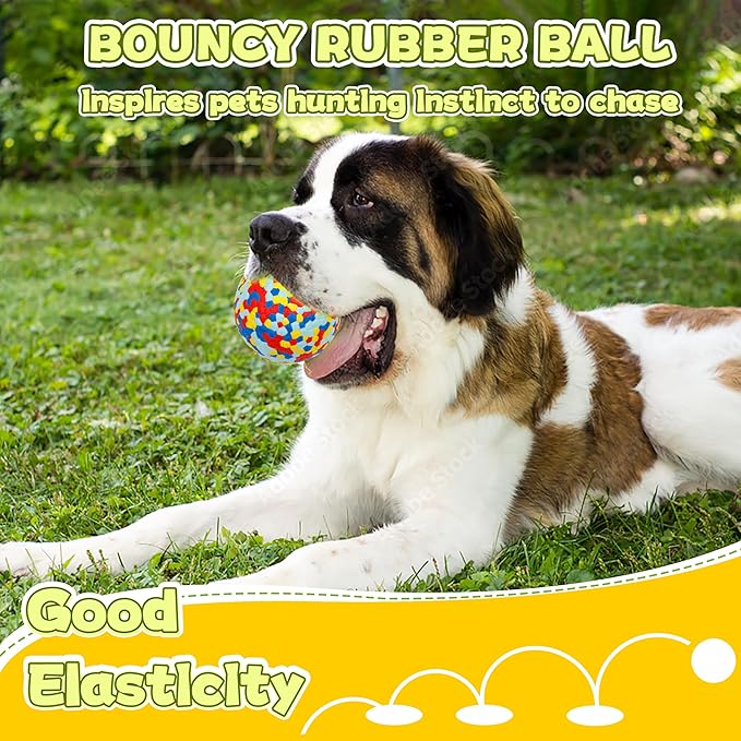 2pack 3''Durable Dog Balls for Aggressive Chewers, Indestructible Bouncy Floating Balls for Training, Catch and Fetch, Durable Solid Tennis Ball Toys for Large, Medium Dogs, Colorful Yellow