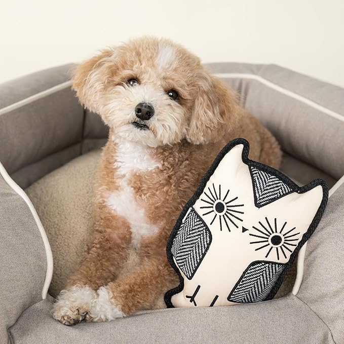 Harry Barker Durable Plush Dog Toys, Herringbone Owl Toy