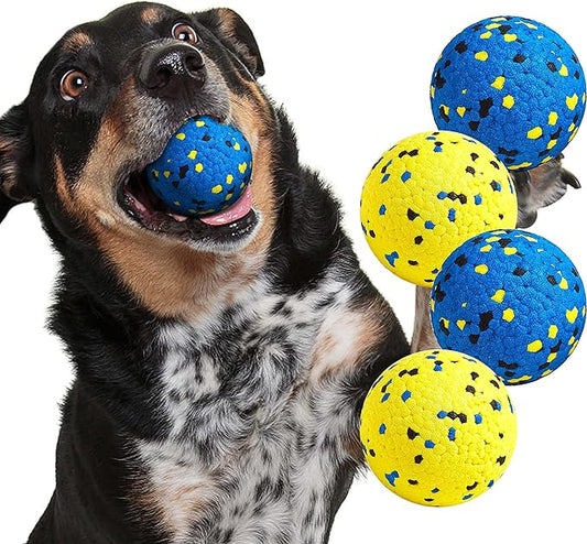 Dog Balls Tennis Ball Toys Dog Toys for Aggressive Chewers Durable Teething Chew Toys Water Toy Fetch Ball for Large Medium Small Dog and Puppies (4 Balls)
