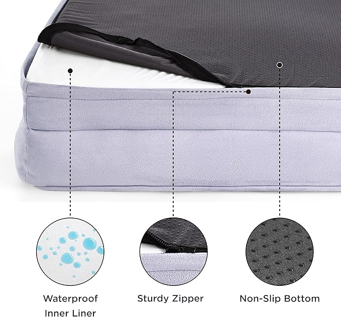 Bedsure XL Orthopedic Dog Bed for Extra Large Dogs - Washable XLarge Dog Cat Bed Waterproof, Comfort Dogs Couch Sofa with Washable Removable Cover, Pet Bed with Nonskid Bottom, Lavender, 42"