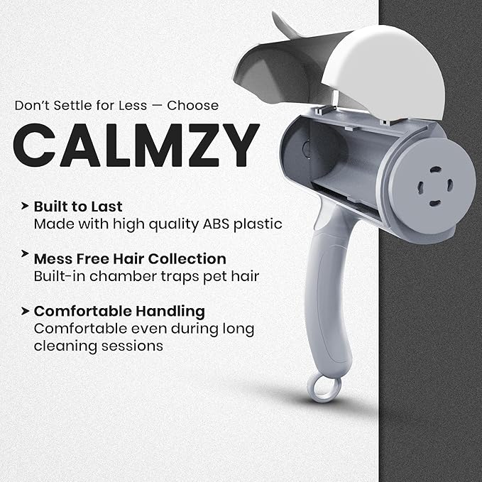 CALMZY Pet Hair Removal Tool, Reusable Lint Roller for Pet Hair, Dog Hair Remover Couch for Cleaning Rug, Carpet, Bed, Cat Hair Remover & Updated 2025, Pet Hair Remover Roller (Grey & White)