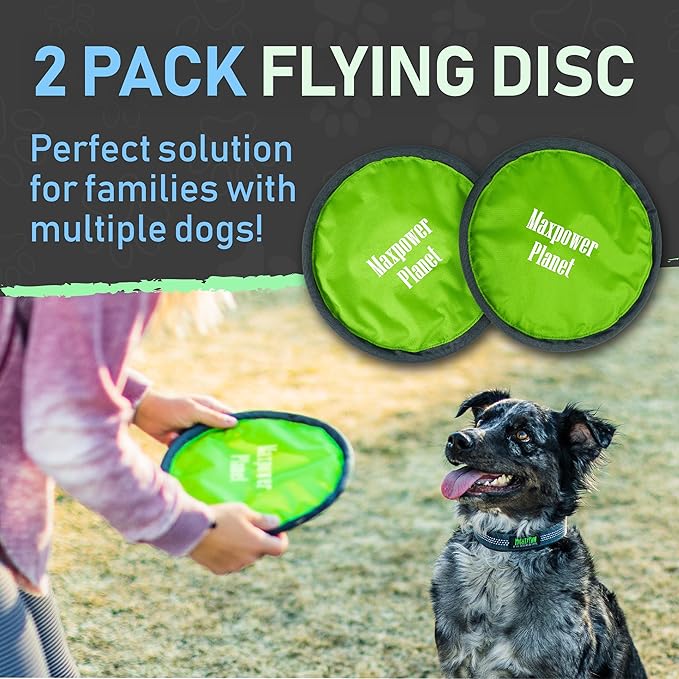 Maxpower Planet 10" Dog Flying Disc X2 Pack - Soft to Catch Dog Toy - Gliding Toy for Pets - Lightweight Flying Disc - Easy to Spot Flyer Discs Puppy Toys